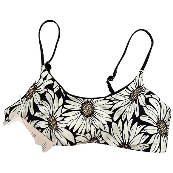 Maaji Ink Black/ Floral Lanai Sporty Reversible Bralette Bikini Top Large NWT - Picture 4 of 5